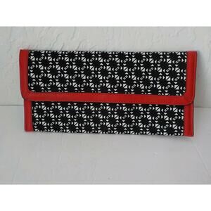 The Limited Red Black Envelope Purse Clutch Slim Handbag 12x6 NWoT Geometric
